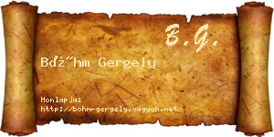 Bőhm Gergely névjegykártya